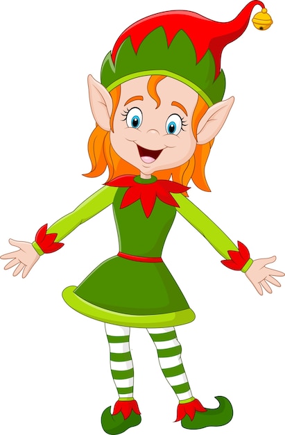 Vettore cartoon felice elfo di natale