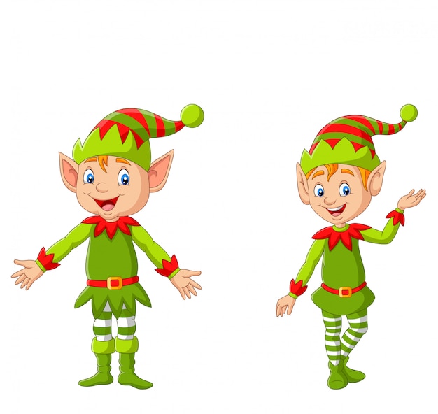 Vettore elfo di natale felice dei cartoni animati