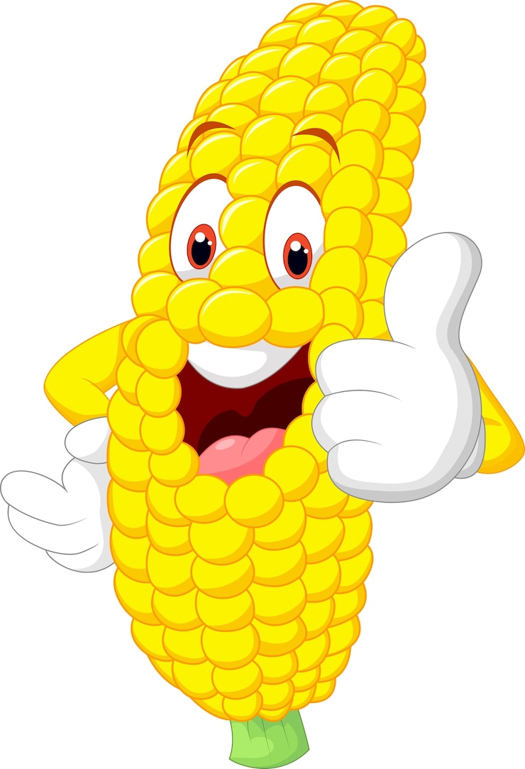 Vector cartoon happy corn giving thumb up