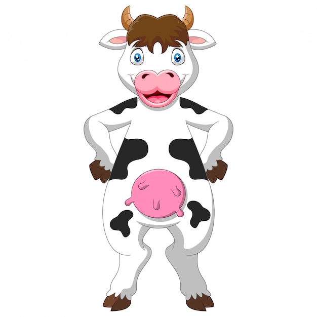 Cartoon happy cow a standing