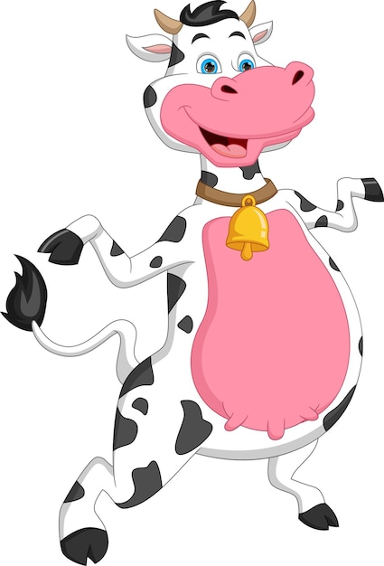 Вектор Мультфильм счастливая милая корова
