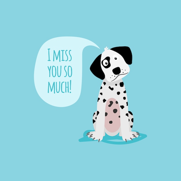 Vector cartoon happy dalmatian dog card template