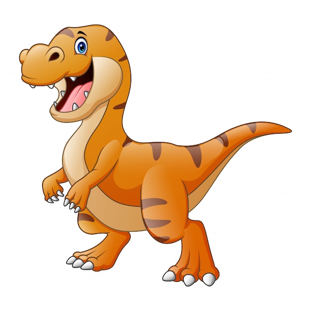 Vector cartoon a happy dinosaur tyrannosaurus