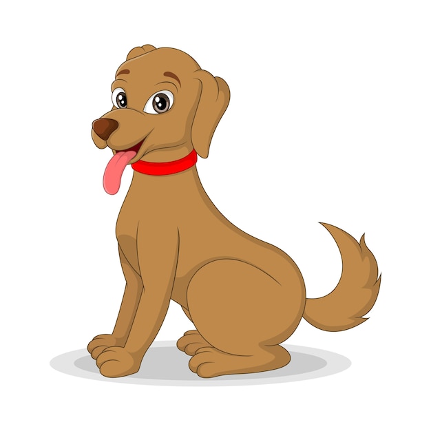 Vector cartoon happy dog on white background