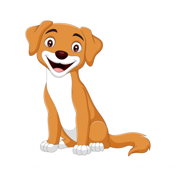 Cartoon happy dog on white