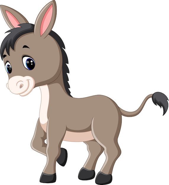 Vector cartoon happy donkey