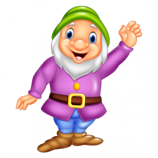 Cartoon happy dwarf waving