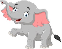Cartoon happy elephant on white background