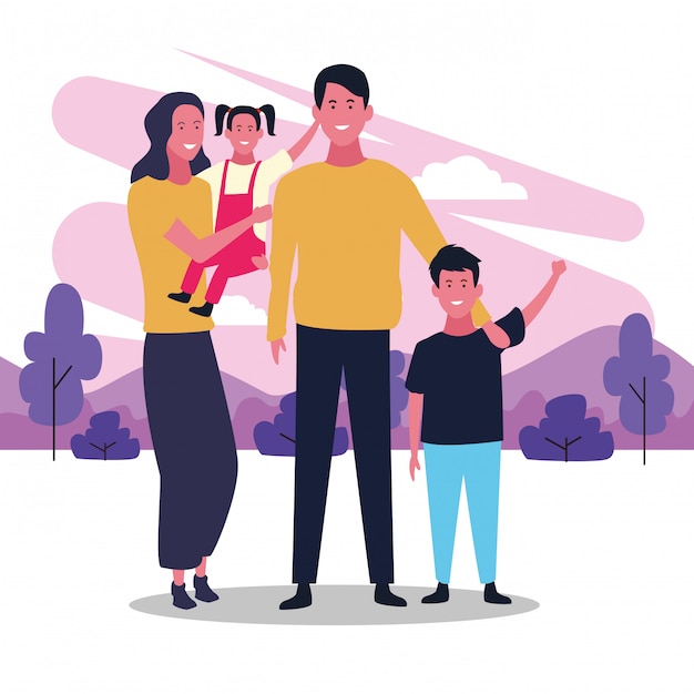 Cartoon happy family, colorful design