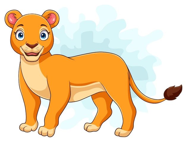 Вектор Счастливая львица из мультфильма, изолированная на белом фоне