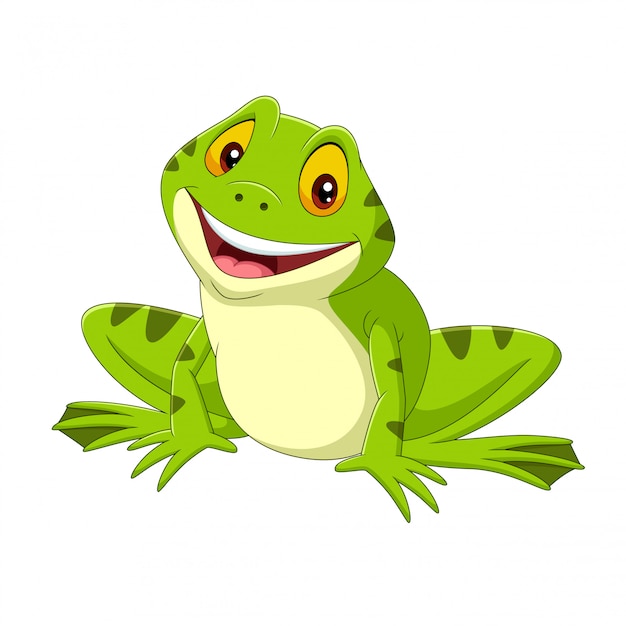 Cartoon happy frog on white