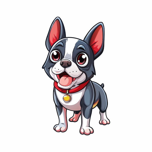 A Cartoon Happy Funny Boston Terrier Dog Best for Story Book