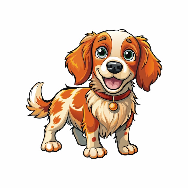 A Cartoon Happy Funny Brittany Spaniel Dog Best for Story Book