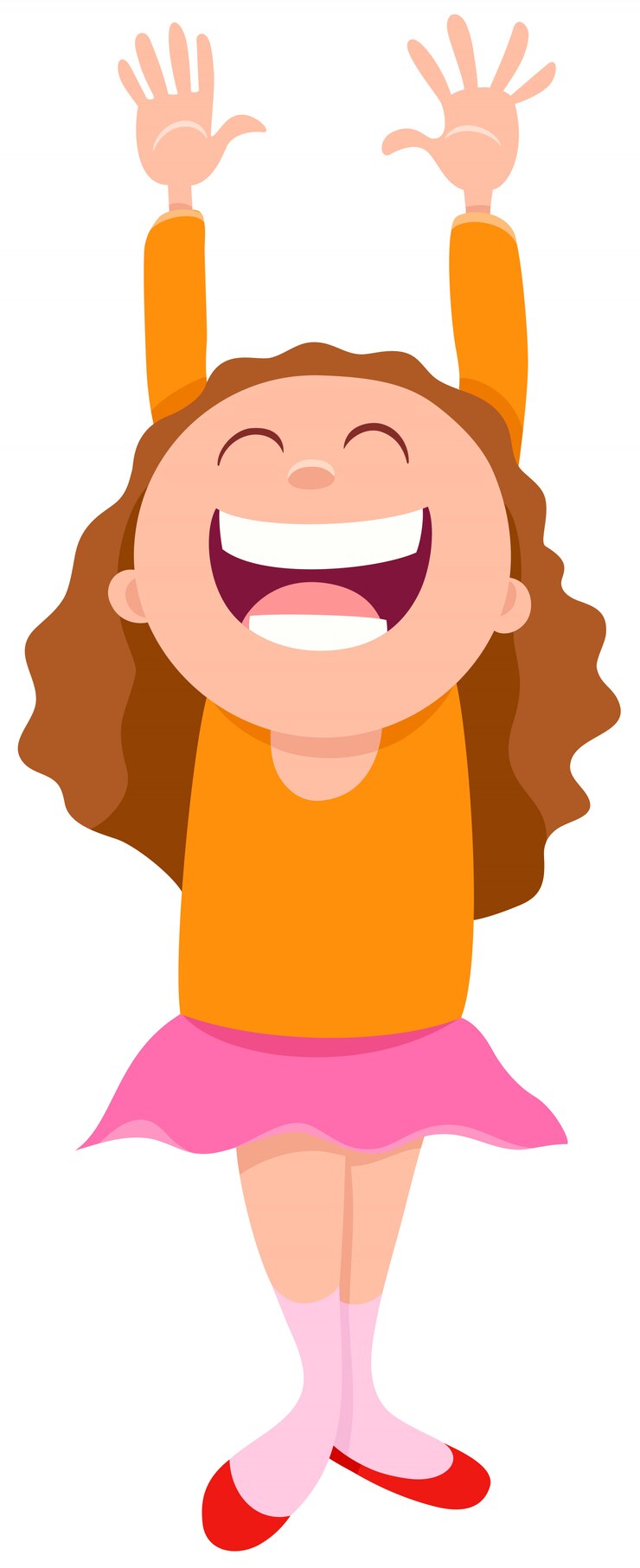 Vector cartoon of happy girl character