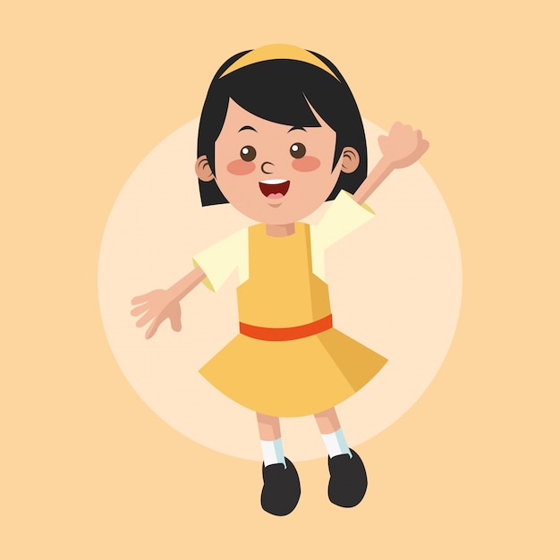 Cartoon and happy girl kid. childhood student and happyness theme