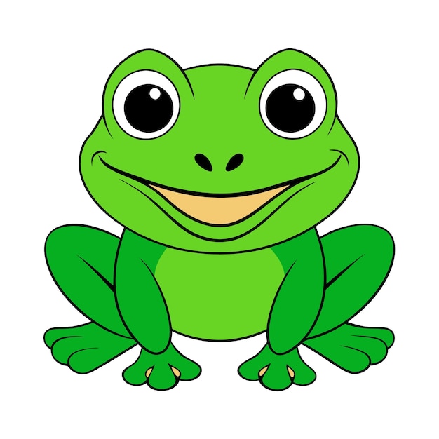 Cartoon happy green frog