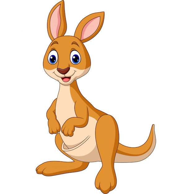 Cartoon happy kangaroo isolated on white background