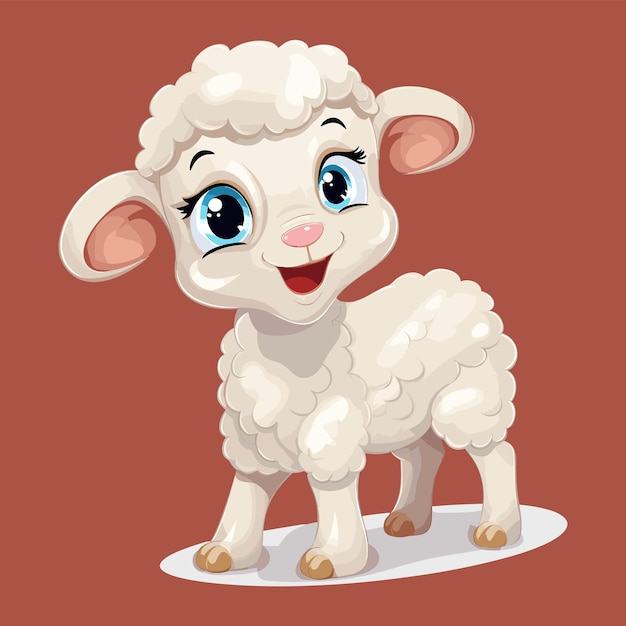 Vector cartoon happy lamb isolated on white background vector