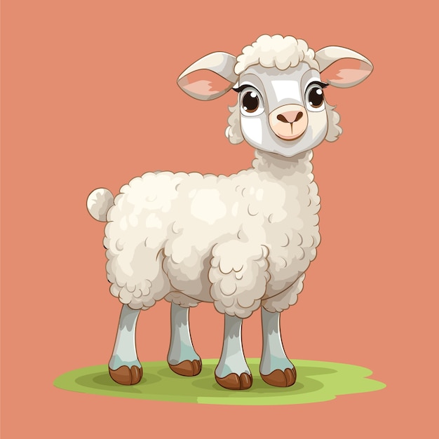 Cartoon happy lamb isolated on white background vector