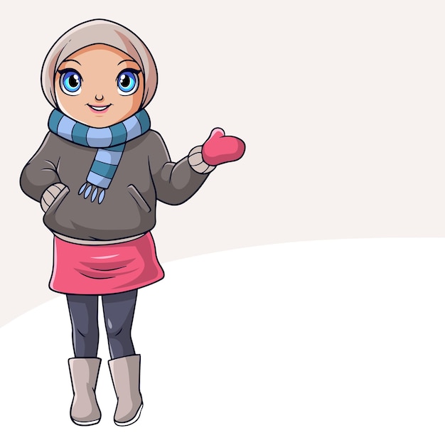Мультфильм счастливая маленькая девочка в зимней одежде