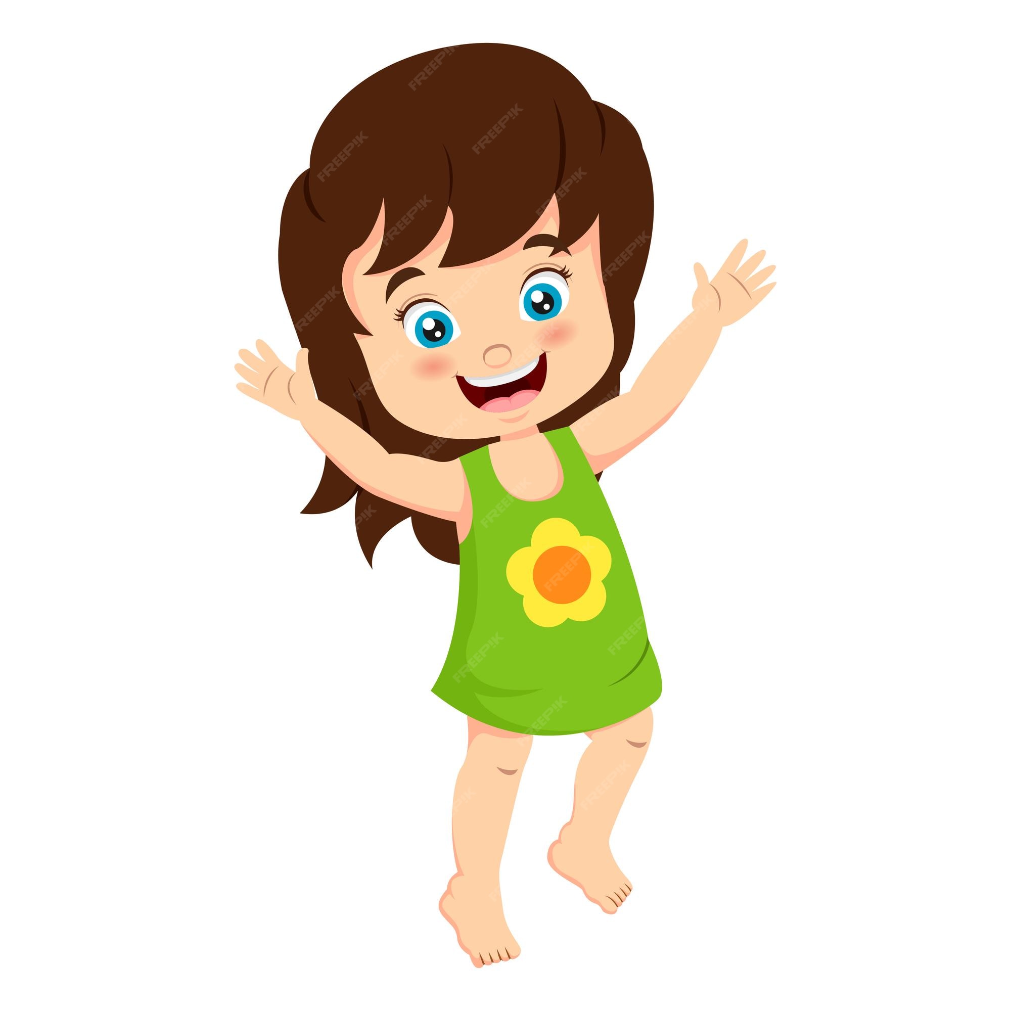 Premium Vector | Cartoon happy little girl waving hand