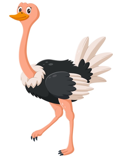 Cartoon happy ostrich Vector illustration