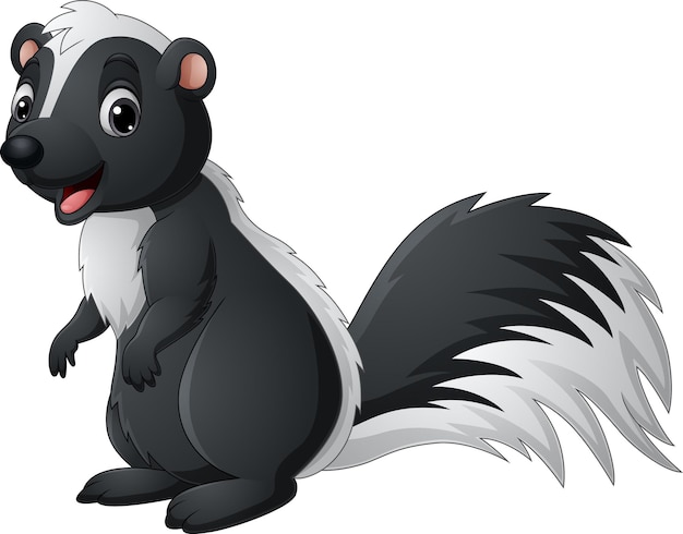 Cartoon happy skunk on white background