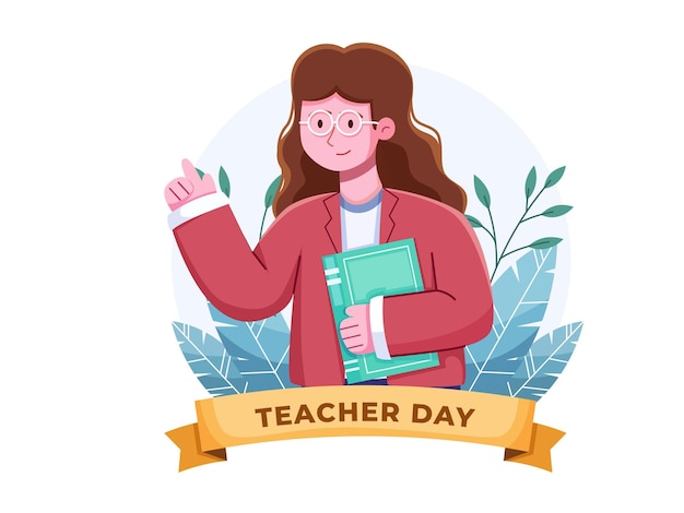 Cartoon happy teacher day