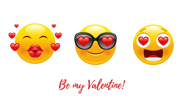 Cartoon happy valentine's day met hart liefde emoji.