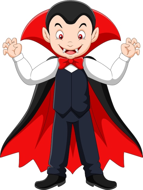 Vector cartoon happy vampire