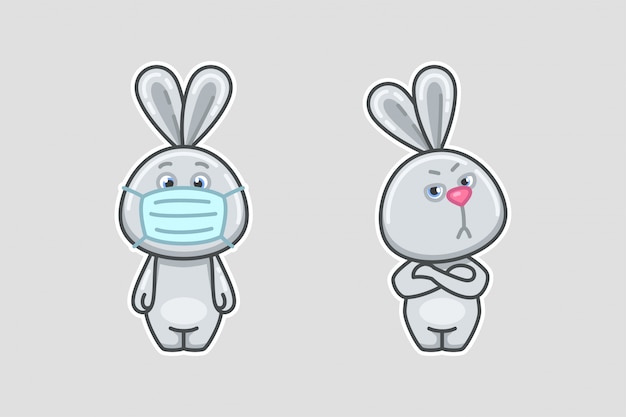 Cartoon hare in different poses