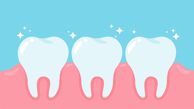 Cartoon healthy oral health and gums Dental care concept.