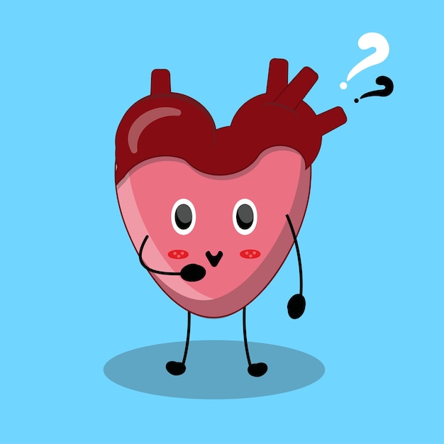 The Cartoon Heart Character Wonder and Asks Vector Design