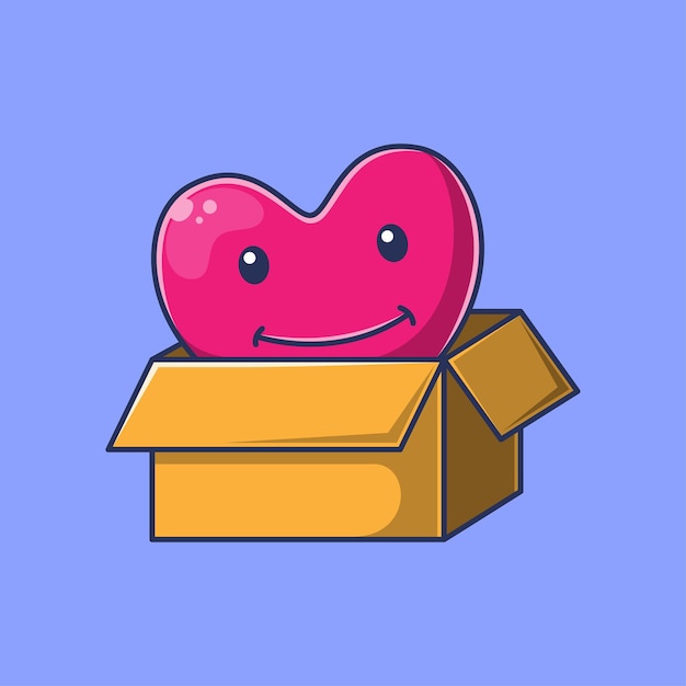 Cartoon hearts in cardboard