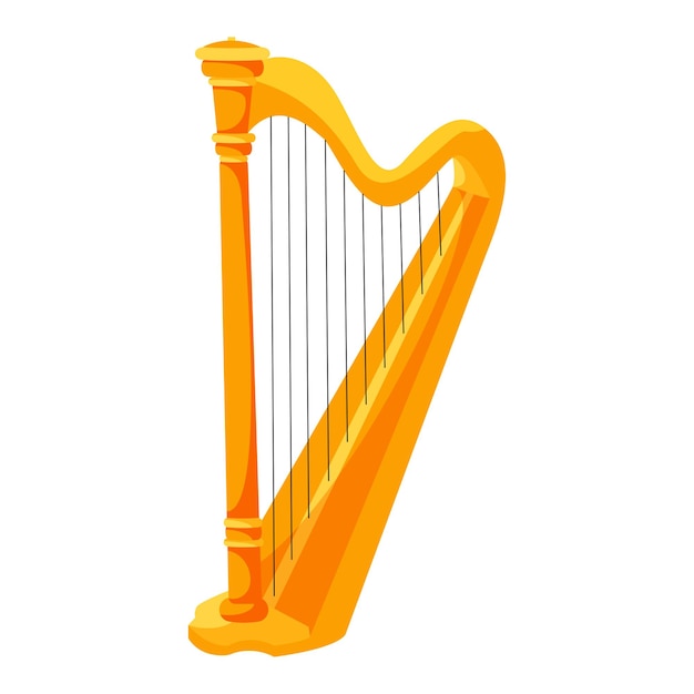 Cartoon heldere harp pictogram Vector pictogram geïsoleerd op witte achtergrond Muziekinstrument