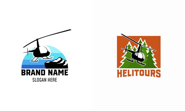 Cartoon helikopter Logo ontwerpt badge Vector sjabloon