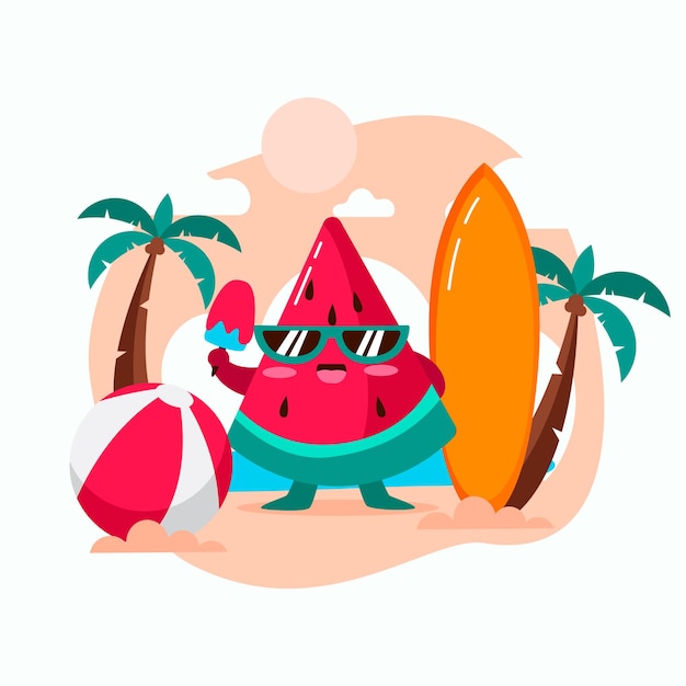 Cartoon hello summer illustration