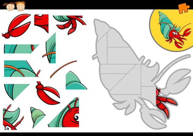 Cartoon hermit crab jigsaw game