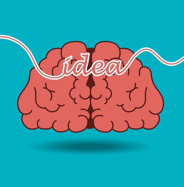 cartoon hersenen idee creatief ontwerp geïsoleerd
