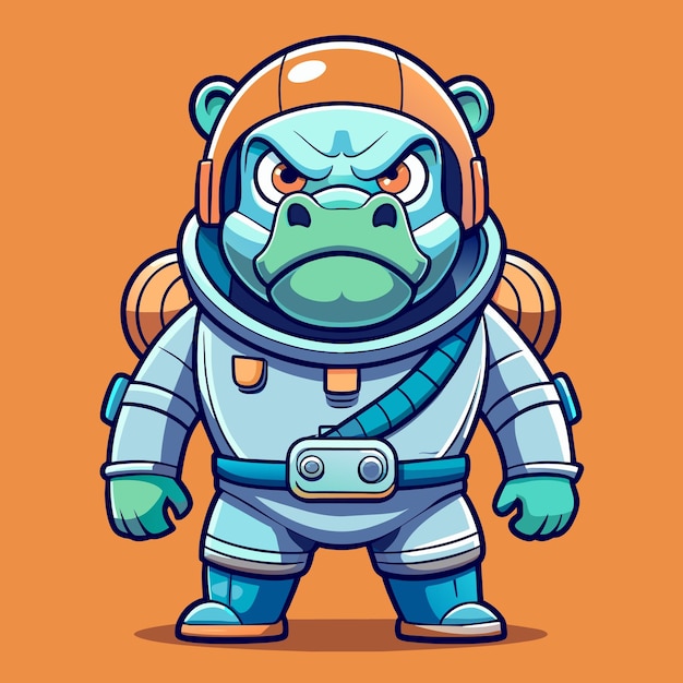 Cartoon hippo astronaut