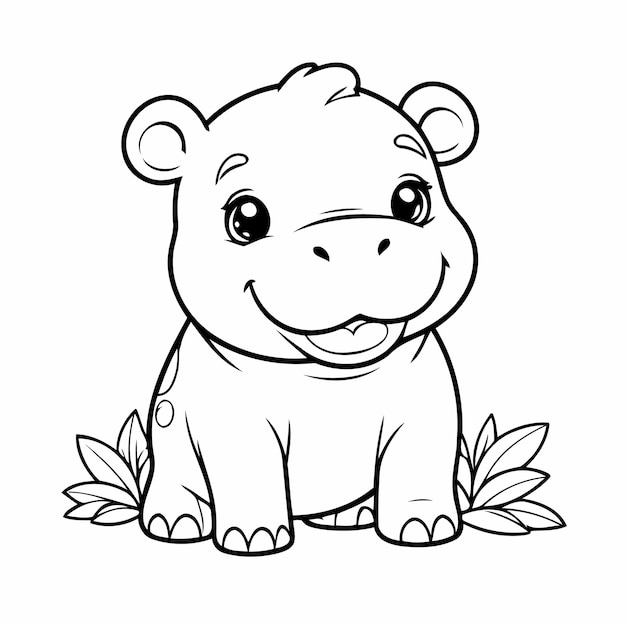 Cartoon Hippo for kids colouring page