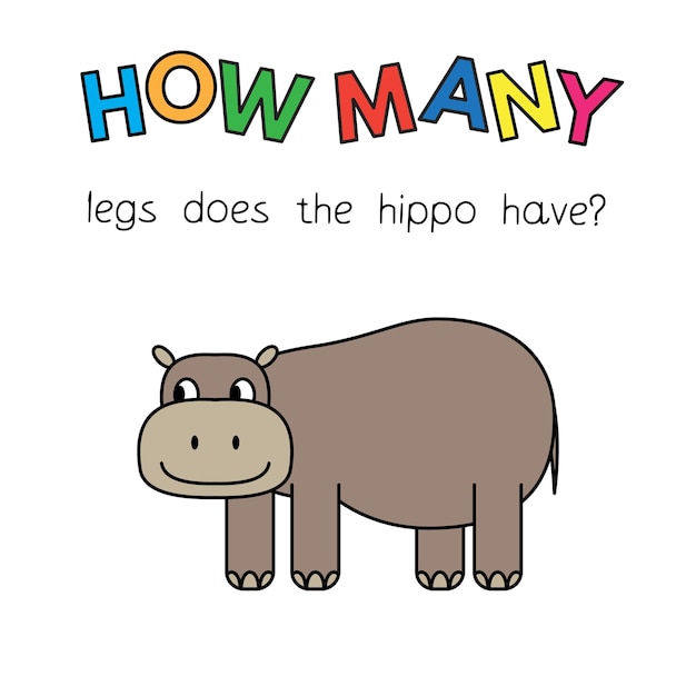 Vector cartoon hippo-telspel voor kinderen