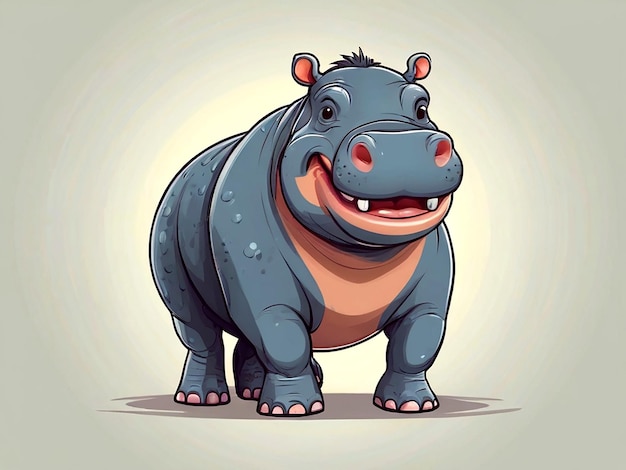 Vector a cartoon of a hippo with a mouth open and a mouth open