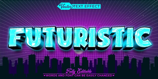 Cartoon Holo Futuristic Vector Volledig bewerkbaar Smart Object Text Effect