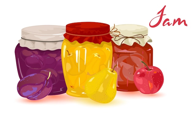 Vector cartoon homemade jelly set