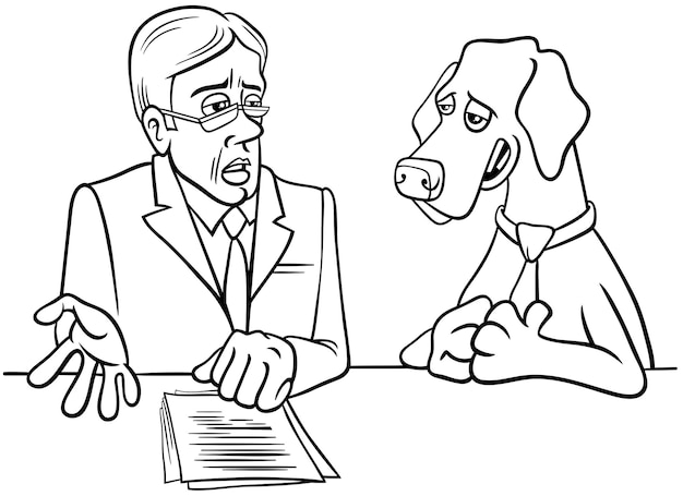 Cartoon hond geeft een interview kleurplaat