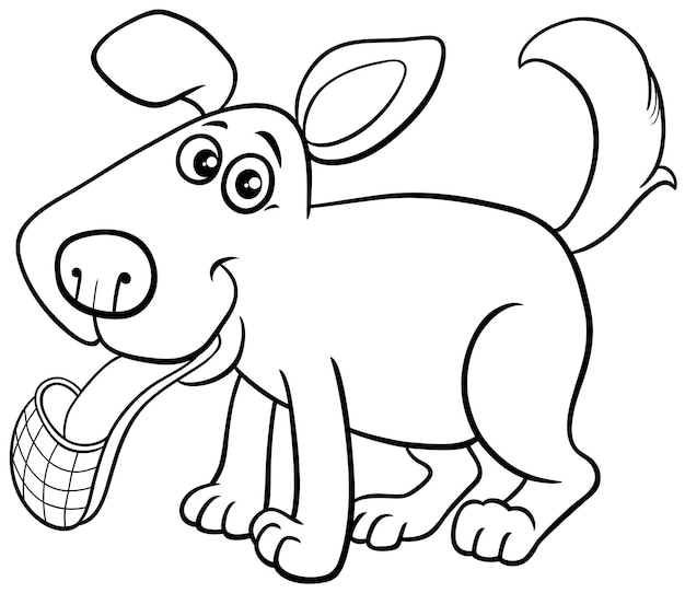 Cartoon hond stripfiguur met pantoffel kleurplaat