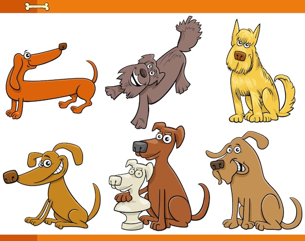 Cartoon honden en puppy's dierlijke tekens instellen