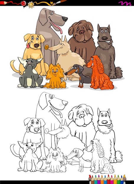 Cartoon honden kleurboek