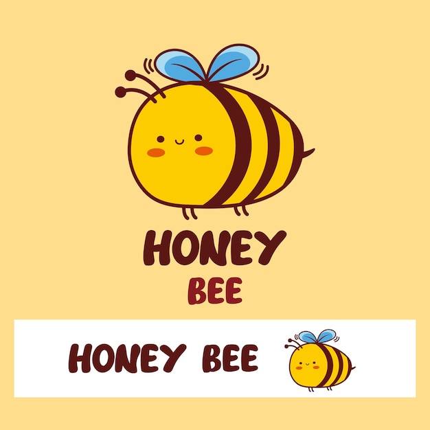 Cartoon honey bee mascot logo design